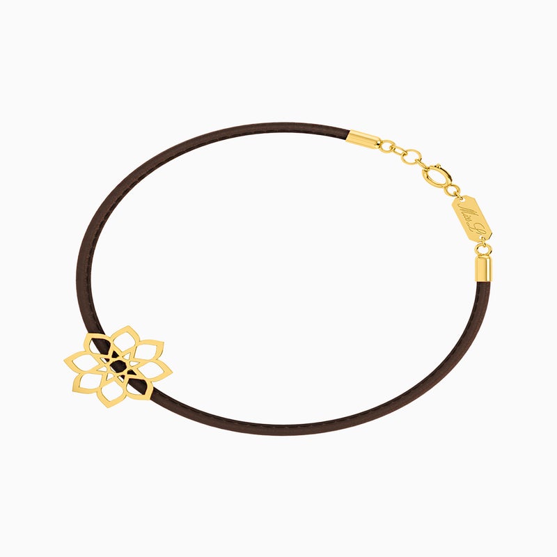 Miss L' by L'azurde Leather Bracelet Flower Pendant in 18K Gold - Image 3